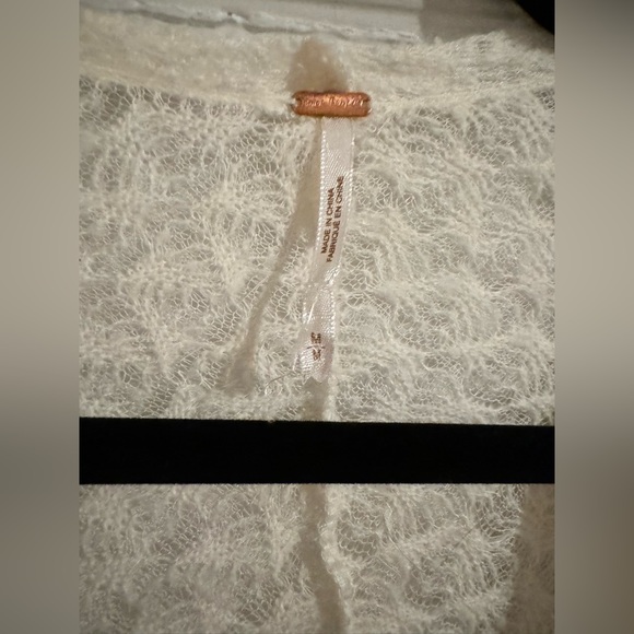 Free People Snug Bug Faux Wrap Mini Sweater Dress Cream Lace Tassel Boho - Picture 7 of 10